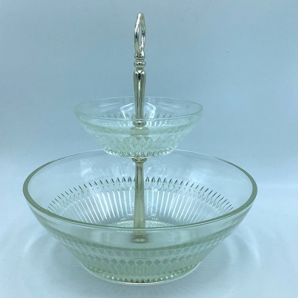 Vintage Pressed Glass Two Tiered Bowls - Picture 7 of 10